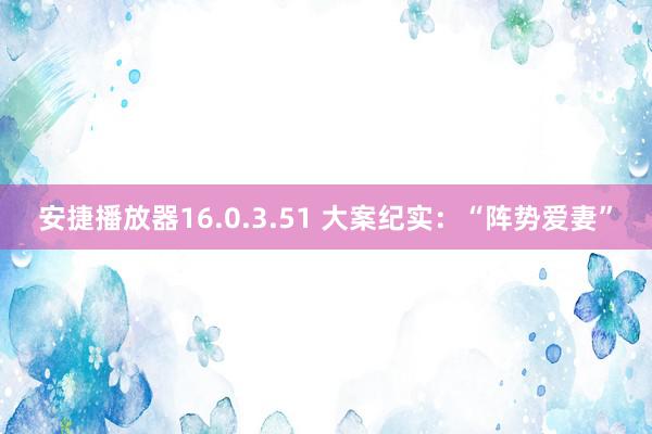 安捷播放器16.0.3.51 大案纪实：“阵势爱妻”