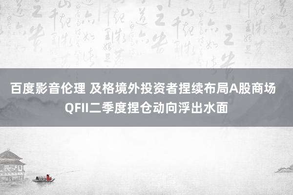 百度影音伦理 及格境外投资者捏续布局A股商场  QFII二季度捏仓动向浮出水面