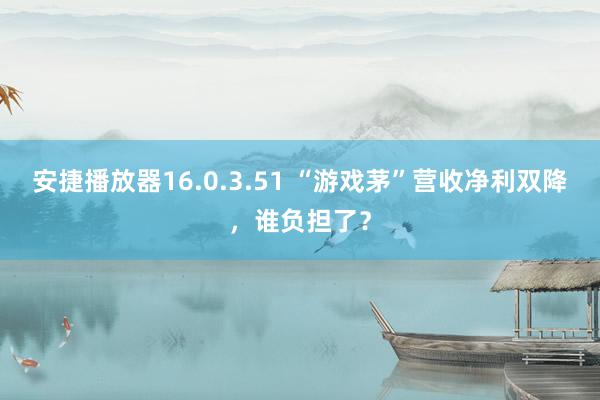 安捷播放器16.0.3.51 “游戏茅”营收净利双降，谁负担了？