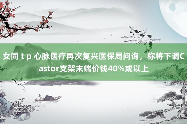 女同 t p 心脉医疗再次复兴医保局问询，称将下调Castor支架末端价钱40%或以上